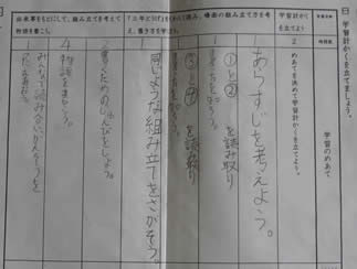 児童が書いた学習計画表